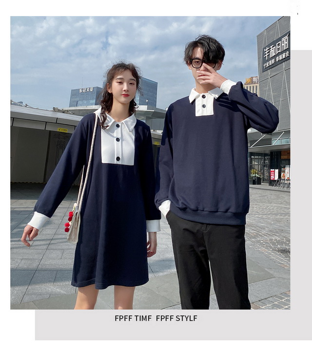 送料無料女 ペアルック トップス シャツ ワンピース 長袖 重ね着風 カップル メンズ レディース ワンピース カジュアル 男女 新作 S Mの通販はau Pay マーケット Nana Style