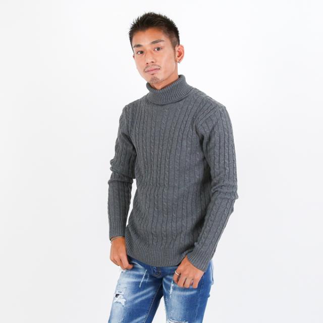 メンズ タートルネックケーブルニット 秋冬 セーター タートルニット トップス プチプラ ブラック グレー ベージュ モコモコ インナーの通販はau Pay マーケット Pluuhall Au Pay マーケット店