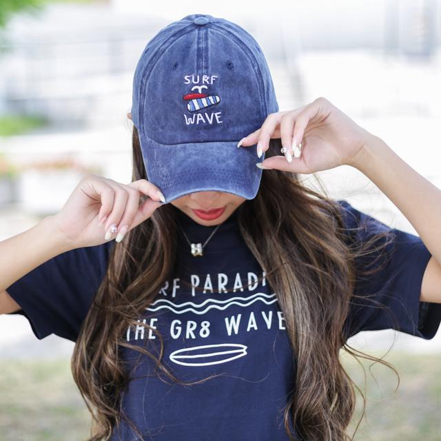 サーフデザイン刺繍キャップ 新作 夏 サマー 波 ウェーブ Surf ベースボール ニューエラ メンズ レディース ユニセックス ペアルック ブの通販はau Pay マーケット Pluuhall Au Pay マーケット店