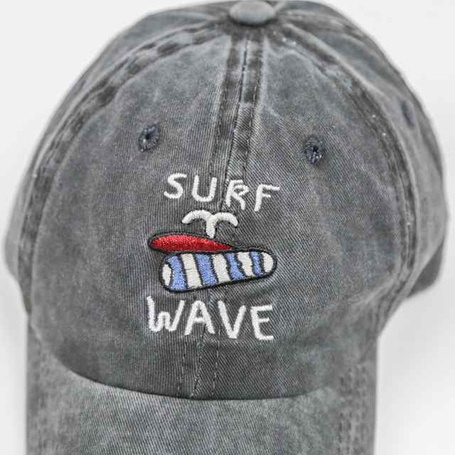 サーフデザイン刺繍キャップ 新作 夏 波 サマー メンズ レディース SURF ペアルック ベージュ ニューエラ ユニセックス ウェーブ ブラック