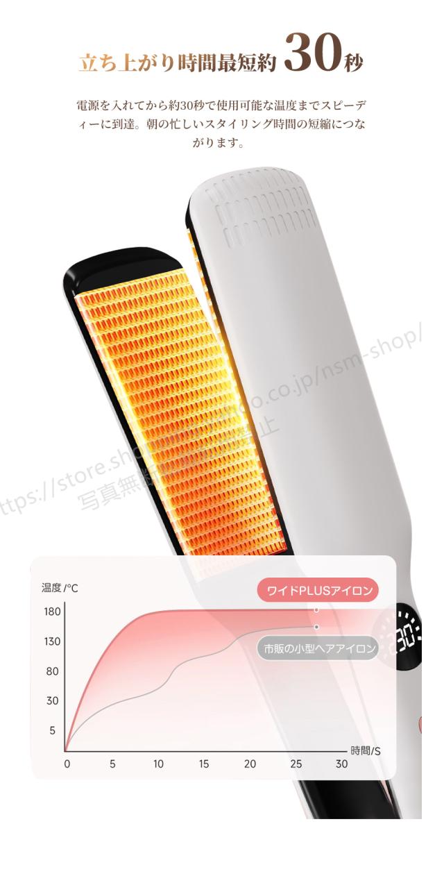 サロン級ヘアアイロン ストレート PLUSワイドプレート 大面積 幅広5cm 11段階温度調節 30秒急速加熱 LCD表示 3D浮動プレート 初心者向け 自動電源オフ機能