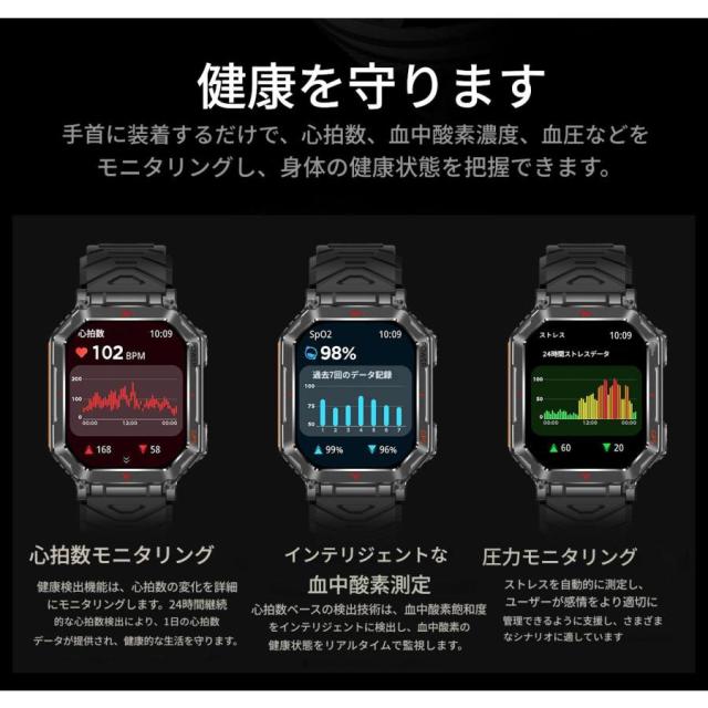 スマートウォッチ ChatGPT搭載 AI文字盤 GPS内蔵 高輝度懐中電灯 振動調節 軍用規格 2.01インチ大画面 Bluetooth5.3通話3ATM防水 耐衝撃 GPS運動軌跡記録 腕時計_7
