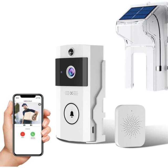 最新設計 インターホン ワイヤレス 工事不要 ドアホン ドア カメラ付き スマートビデオドアベル ワイヤレスドアホン インターフォン ソーラー充電式 100万画素