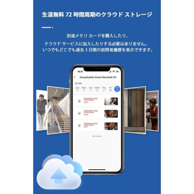 最新設計 インターホン ワイヤレス 工事不要 ドアホン ドア カメラ付き スマートビデオドアベル ワイヤレスドアホン インターフォン ソーラー充電式 100万画素_8