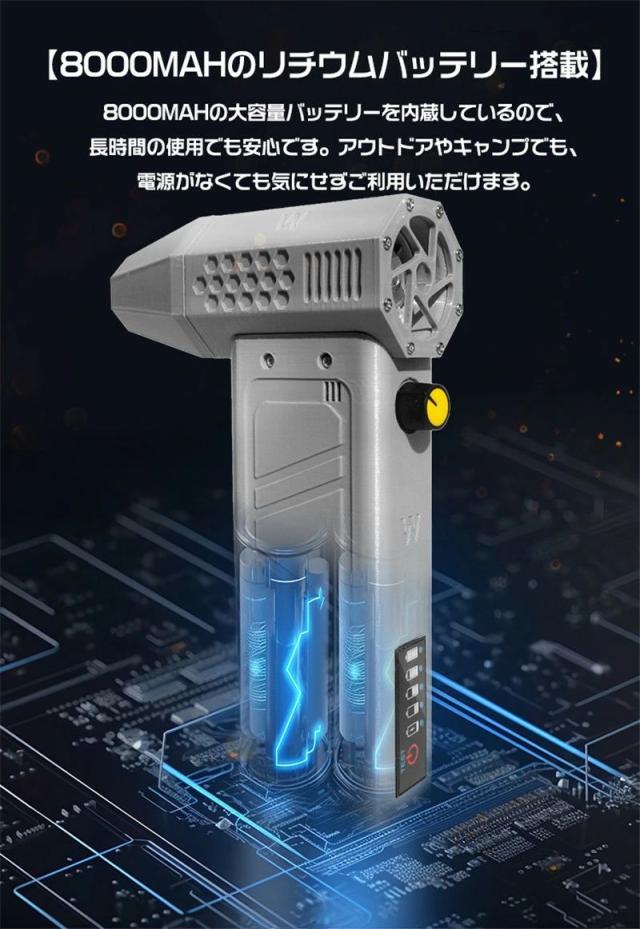 ミニジェットファン 最強 ブロアー ハイパワー電動送風機 簡単操作 洗車 ブロワー 強力 エアダスター ジェットブロワー 電動 140000RPM USB充電 小型ブロワージェット 軽量 ターボ送風機 凍結防止 花粉対策 雪対策 62m/s 落ち葉 雑草 除草 除雪_8