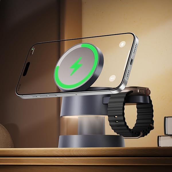 4in1 充電器 Cube ワイヤレスステーション MagSafe 用マグネット Wireless Charging Station ナイトランプ付き ポータブル トラベルスタンド 22.5 W マグセーフ 3in1 急速充電iPhone