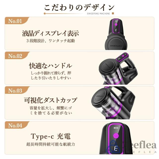 2026進級版】掃除機 コードレス 48000pa 超強力吸引 乾湿両用