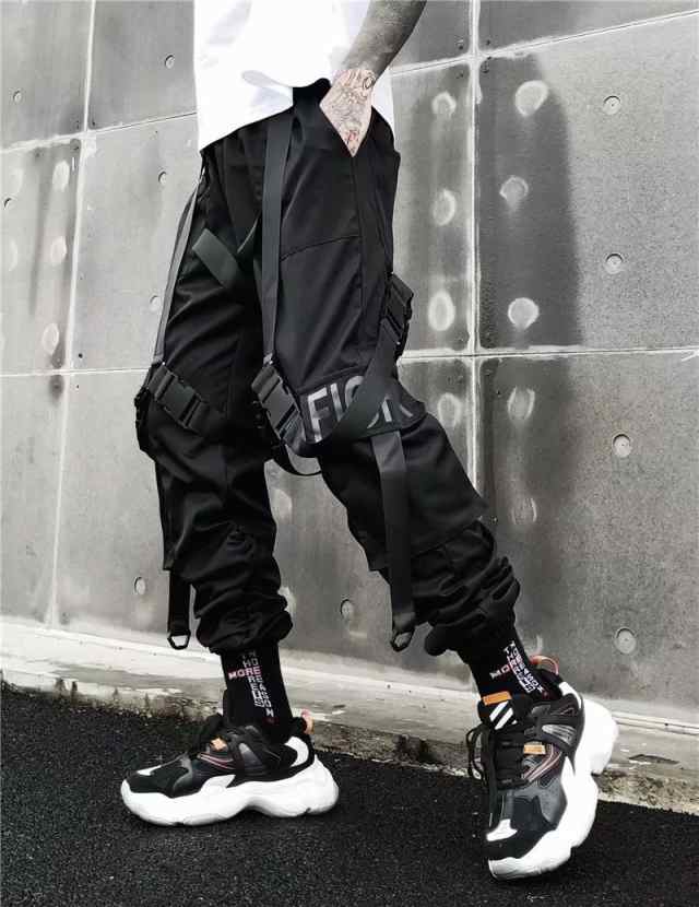 定番　細身 ブラック 黒 韓国 XL　メンズ ジョガーパンツ カーゴパンツ