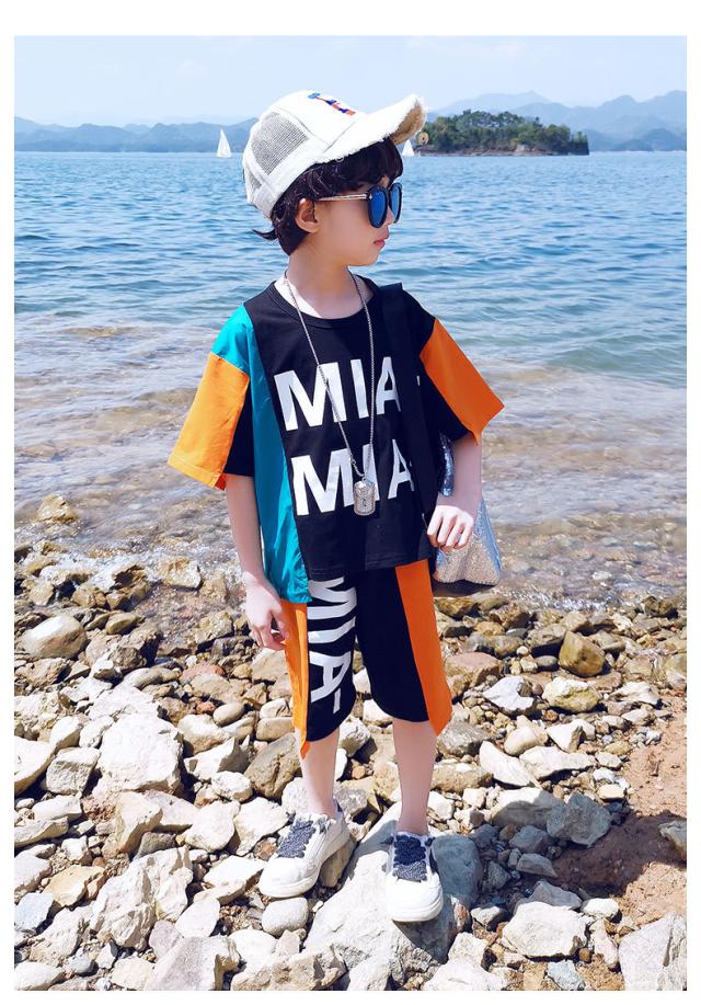 子供服 カジュアルパンツセット 男の子 キッズ オフネック 英文字柄 カラーブロック 男児 ストリート ヒップポップかっこいい通園 通学 の通販はau Pay マーケット Cutie