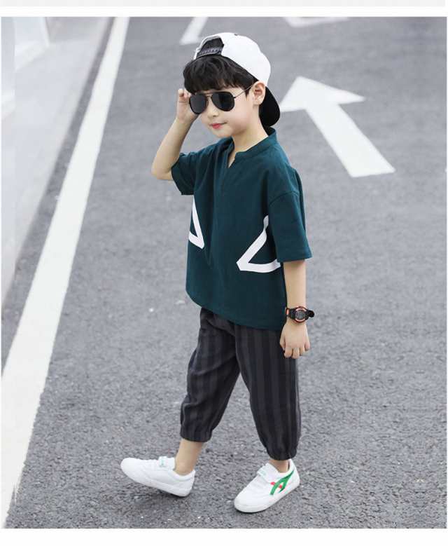 子供服 カジュアルパンツセット キッズ 韓国子ども服 男の子 半袖tシャツ ストライプパンツ ストリート 原宿系 かっこいい ジュニア通学 の通販はau Pay マーケット Cutie