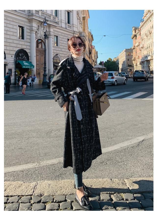 韓国風 レディース コート ラシャ ジャケット ロングタイプ ダッフルコート 秋冬 ファッション ストリート チェック柄 ベルト ベンチの通販はau Pay マーケット Cutie