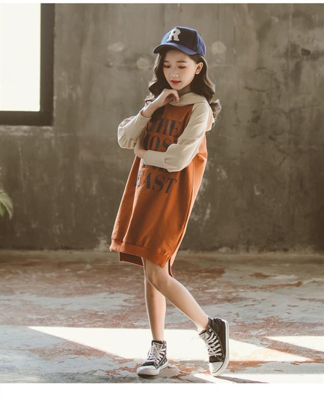 パーカーワンピース 女の子 春 子供服 ロングタイプ フード付き パーカー ジュニア 英文字柄 カジュアル ストリート ゆったり スポーツの通販はau Pay マーケット Cutie
