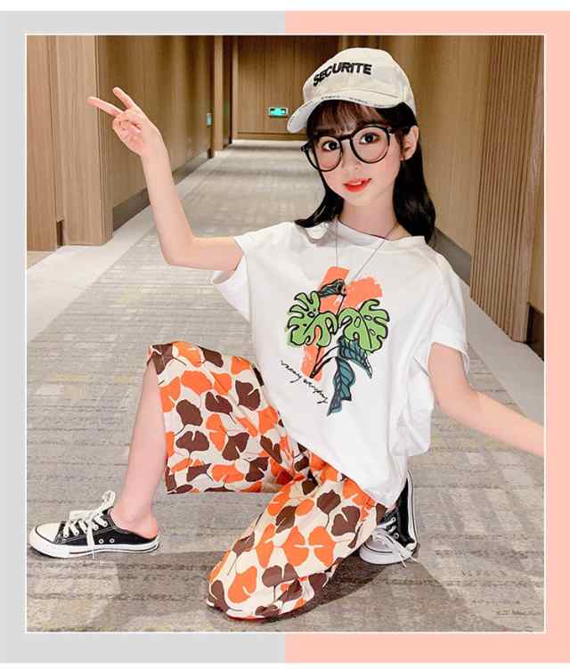 セットアップ 韓国子ども服 キッズ 女の子 夏 カジュアルパンツセット 半袖tシャツ ガウチョパンツ ジュニア ハワイ 着心地よい 薄手の通販はau Pay マーケット Cutie