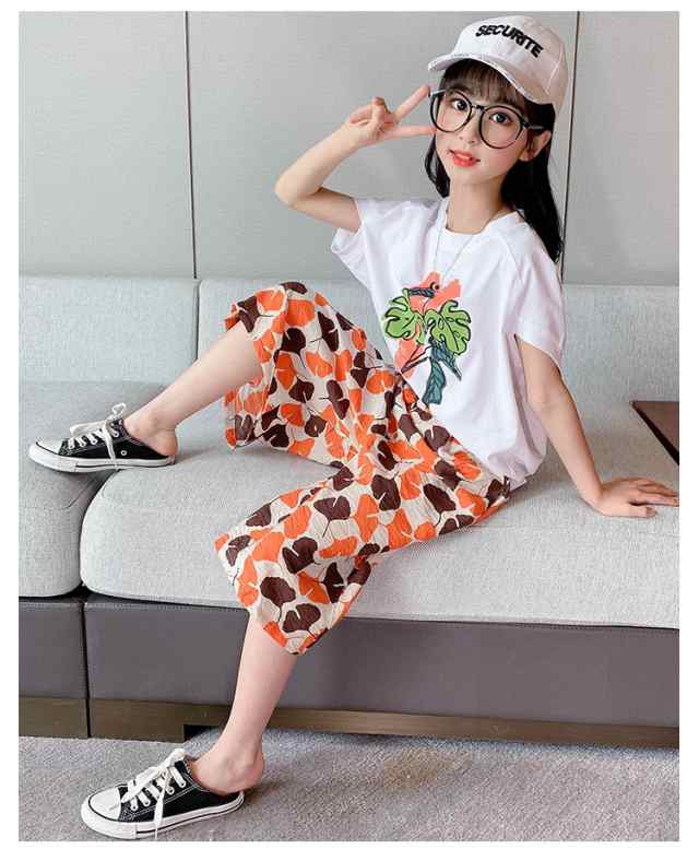 セットアップ 韓国子ども服 キッズ 女の子 夏 カジュアルパンツセット 半袖tシャツ ガウチョパンツ ジュニア ハワイ 着心地よい 薄手の通販はau Pay マーケット Cutie