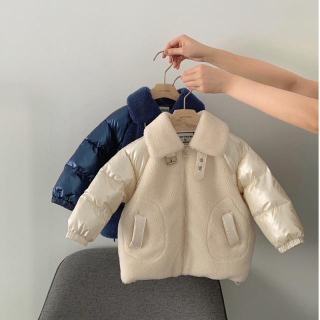 韓国子ども服 アウター 男児 新作 ファッション ラムウール 防寒 綿コート かっこいい プリント柄 韓国風 着まわし ミニタイプ ロールカの通販はau Pay マーケット Cutie