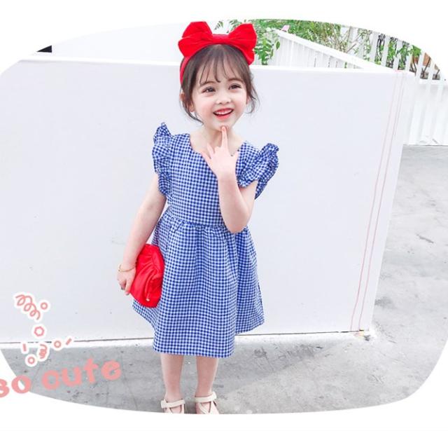 韓国子供服 ワンピース 女の子 新作 ファッション お姫様 フレアスリーブ スウィート チェック柄 オシャレ 韓国風 通販 人気 夏物 結婚式の通販はau Pay マーケット Cutie