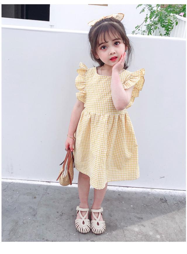 韓国子供服 ワンピース 女の子 新作 ファッション お姫様 フレアスリーブ スウィート チェック柄 オシャレ 韓国風 通販 人気 夏物 結婚式の通販はau Pay マーケット Cutie