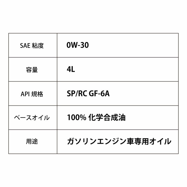 エンジンオイル 4L 0W-30 SP/RC GF-6 化学合成油PAO+HIVI TAKUMIモーターオイル 送料無料 HYBRIDの通販はau  PAY マーケット - TAKUMIモーターオイル