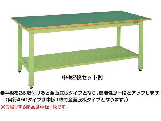 サカエ 作業台専用オプション中板W1200×D900用グリーンの通販は