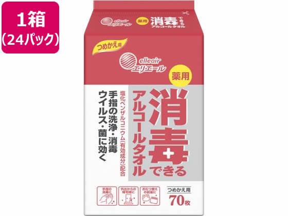 大王製紙 エリエール消毒できるアルコールタオル 詰替用70枚 24パック