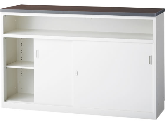 生興 NSハイカウンターUタイプ引戸・中棚W1500 ウォールナット×ホワイトの通販は 48,100円