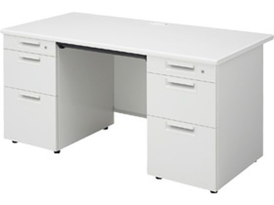 プラス SH 両袖机 W1400×D700 SH-N147D-33 白／白の通販は 76,565円