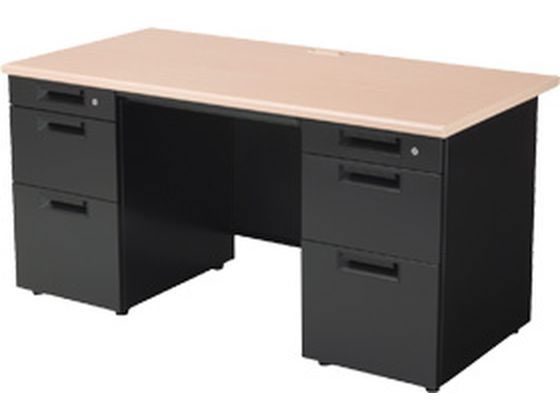 プラス SH 両袖机 W1400×D700 SH-N147D-33 木目／黒 76,565円