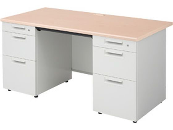 プラス SH 両袖机 W1400×D700 SH-N147D-33 木目／白 76,565円