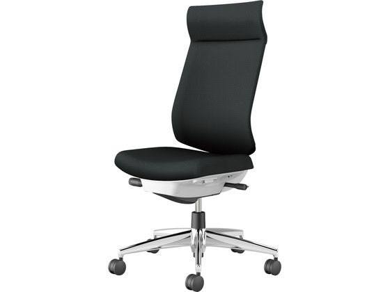 コクヨ ウィザード4 ホワイトシェル アルミ脚肘無 レザー ブラック(U)の通販は