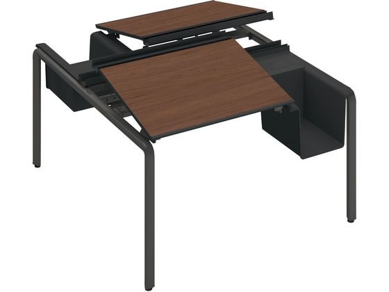 コクヨ UPTIS デスク両面独立 バスケット W1200 ウォールナット×脚黒の通販は