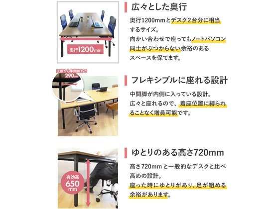 Netforce フリーアドレスデスクロイズチェアセット 4人用 WN／BKの通販 