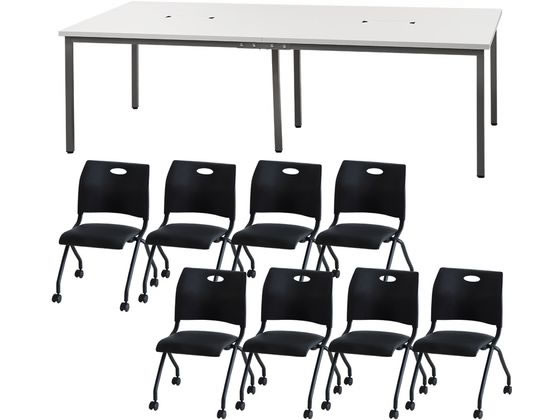 Netforce フリーアドレスデスクRAPスタッキングチェアセット 16人用 WH NV Netforce フリーアドレスデスクRAPネスティングチェアセット 8人用 WH／BK