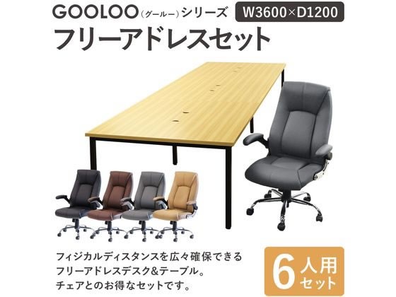 Netforce フリーアドレスデスクロイズチェアセット 6人用 NA／BRの通販 