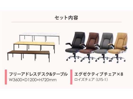 Netforce フリーアドレスデスクロイズチェアセット 6人用 NA／BRの通販 