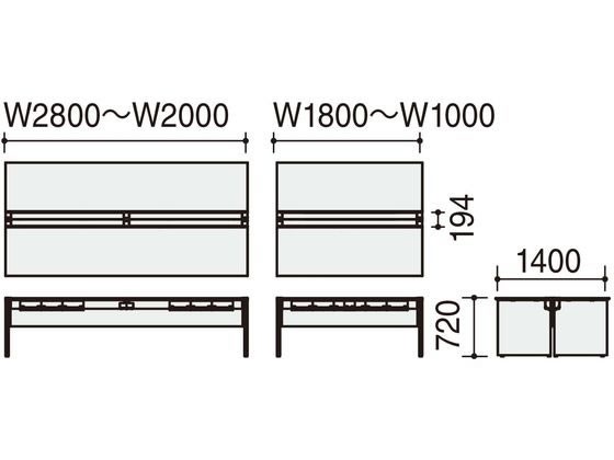 コクヨ WV+基本 固定式配線両面1800×1400 ミディアム ブラックの通販は