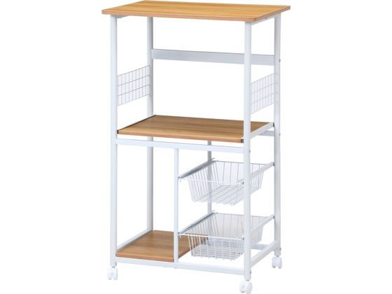 不二貿易 レンジワゴン FBC-9812 ホワイト×ナチュラルの通販は 8,229円