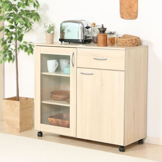 ホワイトキッチン収納キャビネット マルチキャビネット フルニコ FUL-8055DH 白井産業【お客様組立