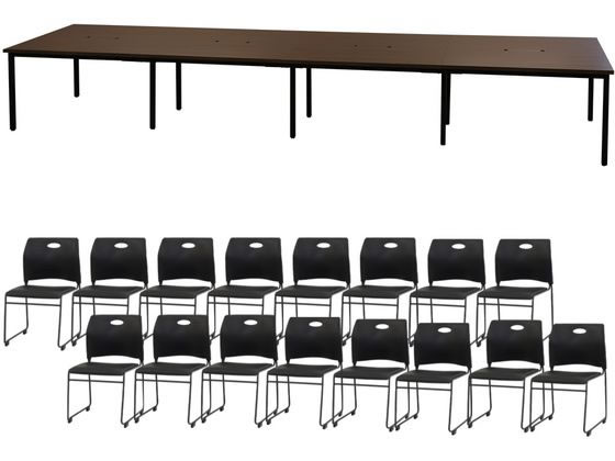 Netforce フリーアドレスデスクRAPスタッキングチェアセット 16人 WN／BKの通販は