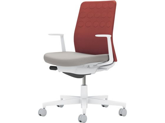 コクヨ モネット 背クッション L肘 WHグレー パーシアンレッド ライトグレー(W)の通販は 73,713円