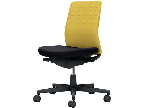 コクヨ モネット 背クッション 肘無 ブラック オリーブイエロー ブラック(U)の通販は