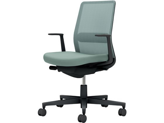 コクヨ モネット 背メッシュ L肘 ブラック アッシュターコイズ(U)の通販はアームチェア