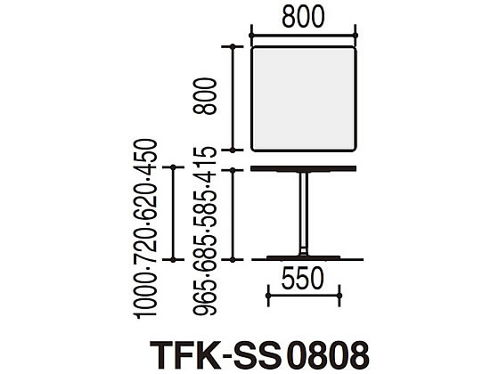 コクヨ テーブル フランカ 正方形 単柱脚 W800D800H720 BR 黒脚の通販は