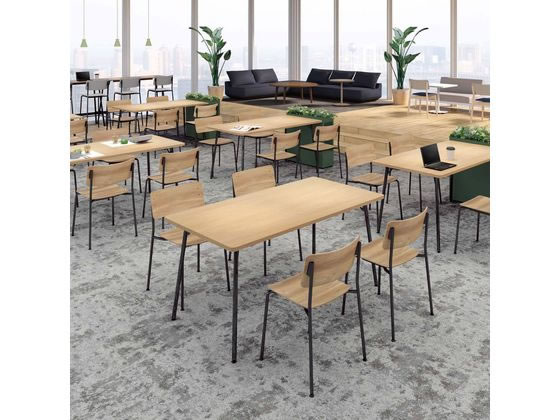 コクヨ リージョン 台形 ハイテーブル黒脚 W1800 パウダー コクヨ リージョン 台形 ハイテーブル黒脚 W1800 ティンバーミディアム