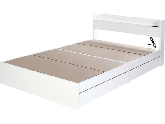 ビックスリー RUES 棚・コンセント付き収納ベッド セミダブル ホワイトの通販は 20,990円