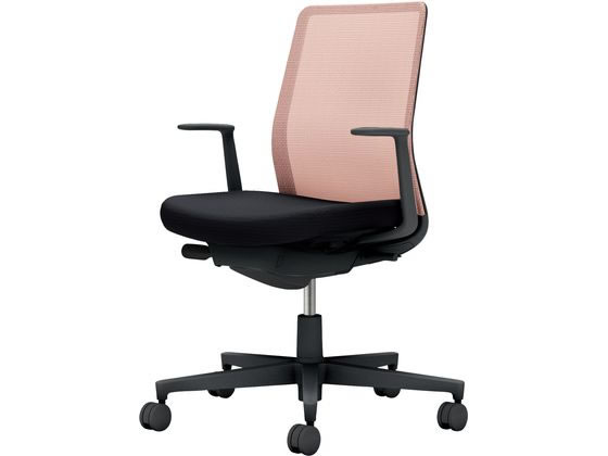 コクヨ モネット 背メッシュ L肘 ブラック アッシュピンク ブラック(U)の通販は