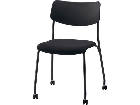 ライオン事務器 ミーティングチェアー ソルテ キャスター付4本脚 ブラックの通販は