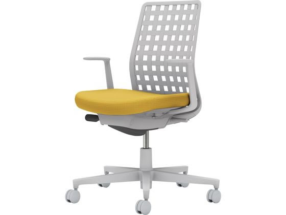 コクヨ モネット 背樹脂シェル L肘 Lグレー Lグレー オリーブイエロー(W)の通販は