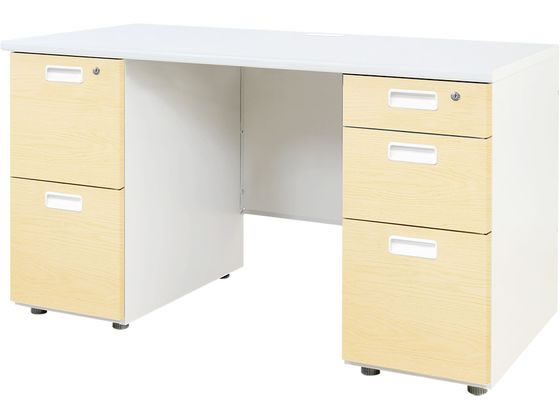 Netforce NUTS(ナッツ) 両袖机 2+3段 W1200×D600 WH*NAの通販は