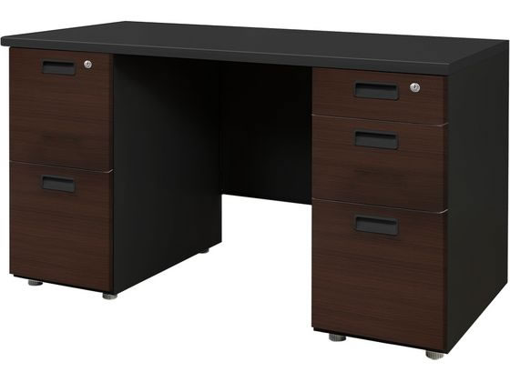 Netforce NUTS(ナッツ) 両袖机 2+3段 W1200×D600 BK*DBRの通販は