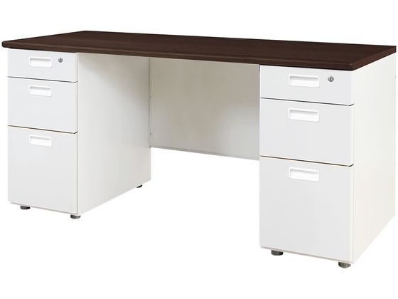 Netforce NUTS(ナッツ) 両袖机 3+3段 W1400×D600 DBR*WHの通販は